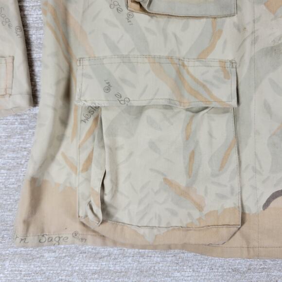 VTG Cabelas Western Sage Combat Coat Mens 2XL Tan Pink Military Jacket Hunt 87' - Picture 9 of 16